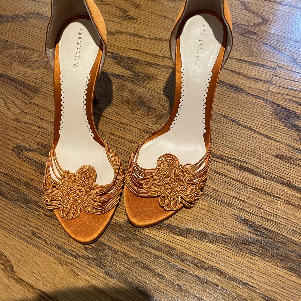 New, never worn - Giorgio Armani Satin Orange Women's Heels